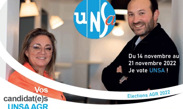 Elections professionnelles à l’AGR le 21 novembre 2022 : le vote UNSA !